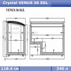Морозильний лар з гнутим склом Crystal ВЕНУС 36 SGL